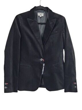 UNIQLO x Ines De La Fressange Black Velvet Single Breasted Blazer Jacket Size M
